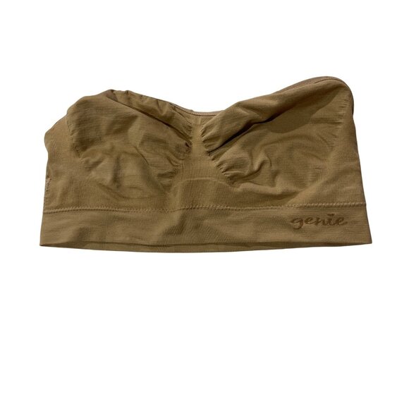 Genie Custom Tan Strapless Bandeau Bra XL Nylon/Spandex Seamless Stretch 68c - Picture 1 of 4